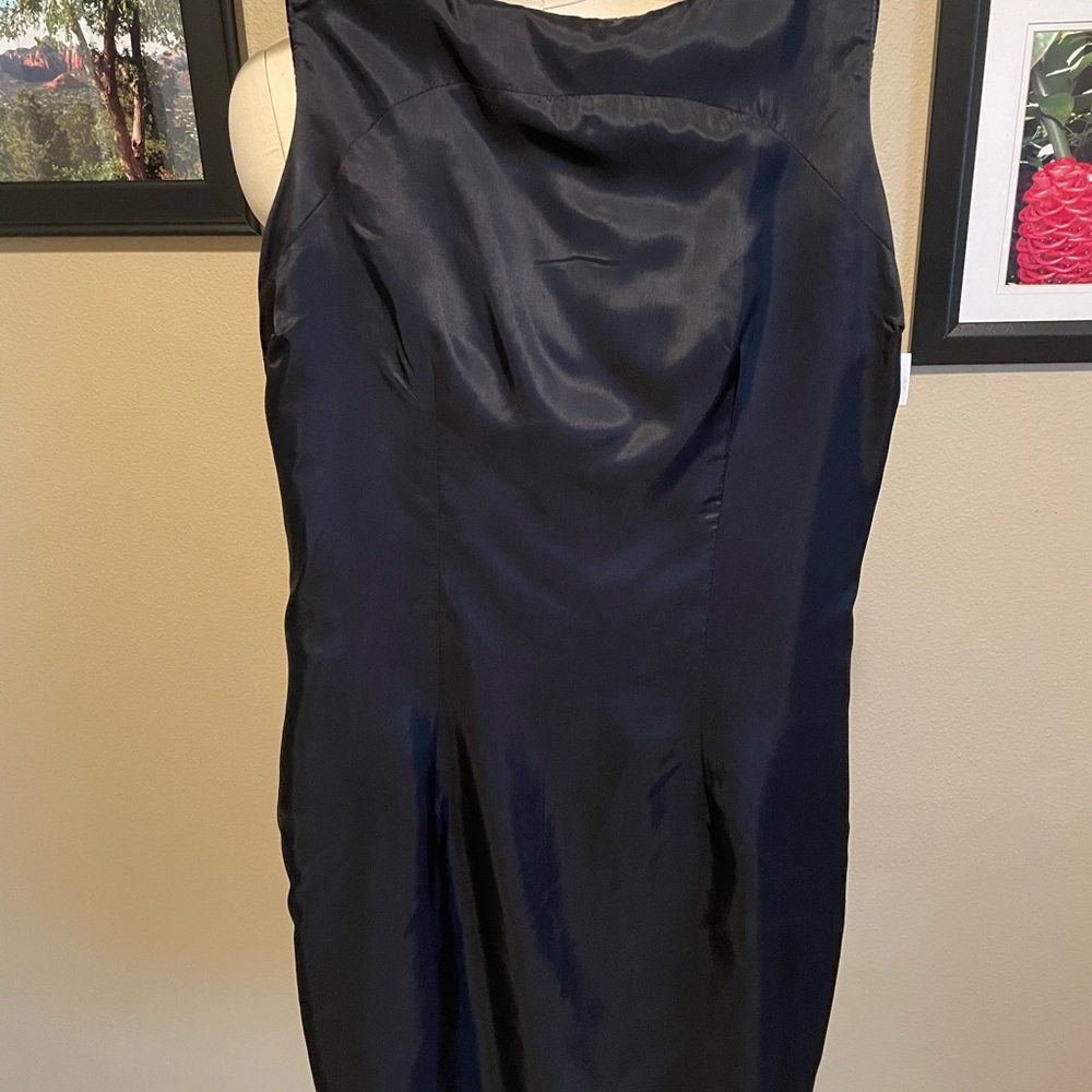 Vintage Jones New York Black Rayon & Silk Dress with Geometric Pattern, Size 8 - Picture 9 of 9